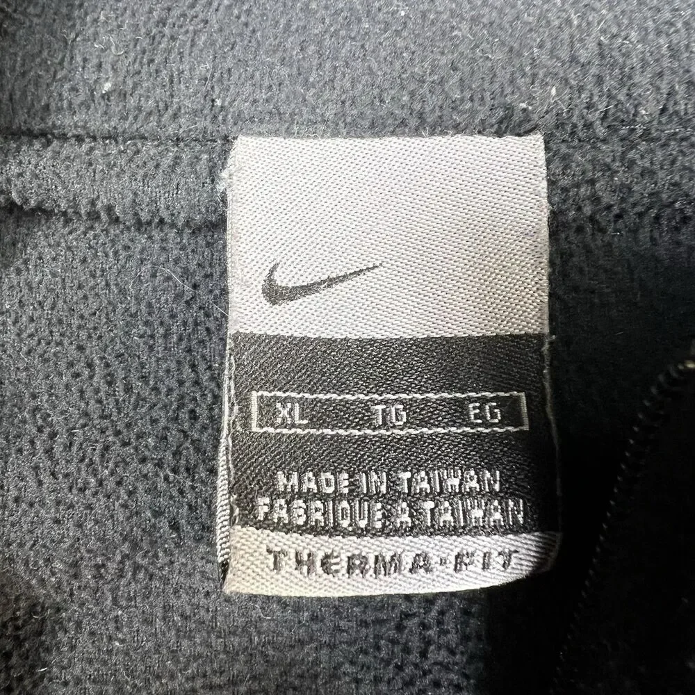 Vintage Nike Jacket Adult XL Black Fleece 1/4 Zip Swoosh Sportswear Athletic y2k